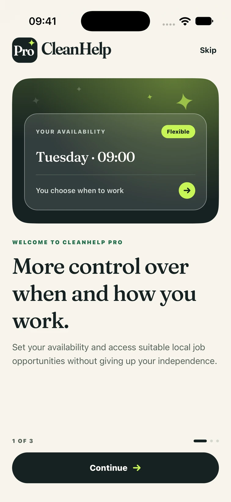 CleanHelp Pro on iPhone, introducing the app for cleaning work